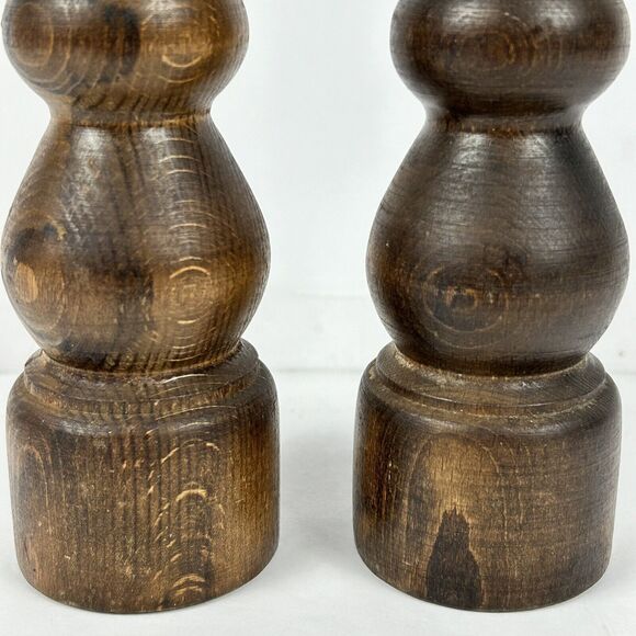 Vintage Lobeco Salt & Pepper Shaker Mill Japan 9" Wooden Spindle Farmhouse - Picture 2 of 13